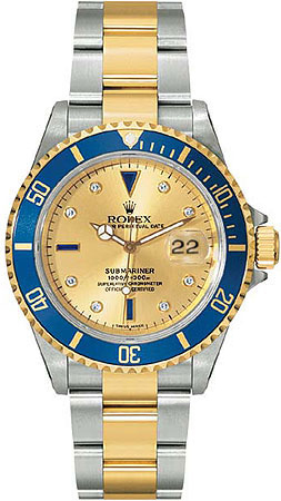 Rolex Submariner Series Submariner Date Two-Tone Steel with Diamonds and Sapphires Mens Wristwatch 16613CDD