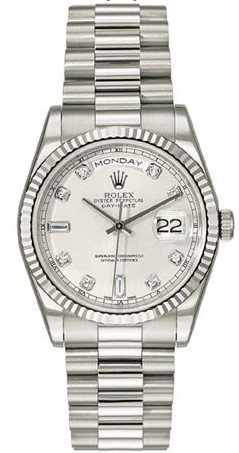 Rolex Day-Date Series Mens Automatic 18kt White Gold Wristwatch 118239-SD