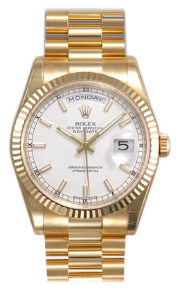 Rolex Day-Date Series Mens Automatic 18kt Yellow Gold Wristwatch 118238-WSP
