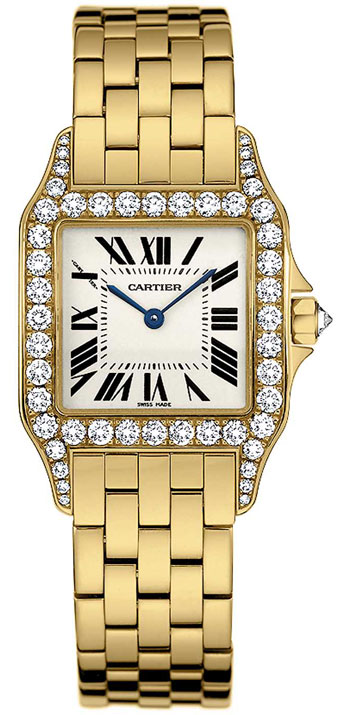 Cartier Santos Demoiselle 18k Yellow Gold Ladies Swiss Quartz Wristwatch-WF9001Y7