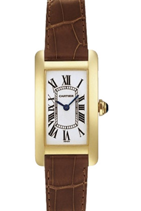 Cartier Tank Americaine Fashionable 18k Yellow Gold Ladies Swiss Quartz Wristwatch-W2601556