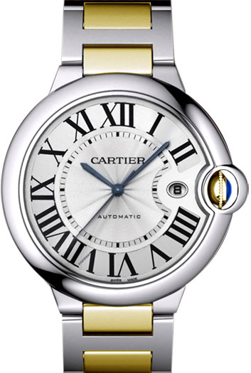 Cartier Ballon Bleu Large Series Great Stainless Steel and 18k Yellow Gold Mens Automatic Wristwatch-W69009Z3