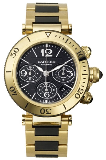 Cartier Pasha Seatimer Series Wonderful 18k Yellow Gold Mens Automatic Wristwatch-W301970M