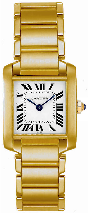 Cartier Tank Francaise Fashionable 18k Yellow Gold Ladies Swiss Quartz Wristwatch-W50002N2