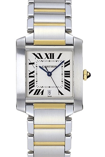 Cartier Tank Francaise Series 18k Yellow Gold and Stainless Steel Mens Swiss Quartz Wristwatch-W51005Q4