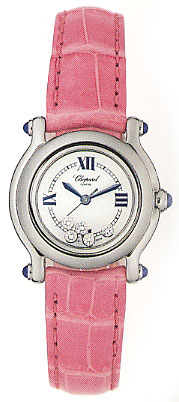 Chopard Happy Sport Series Diamond Steel Ladies Swiss Quartz Wristwatch 278245-23 in Pink 
