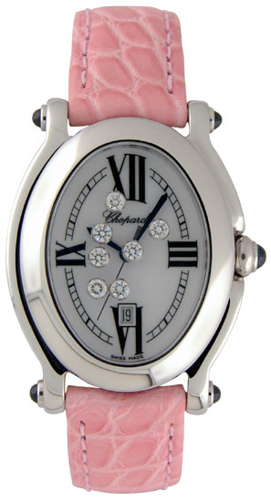 Chopard Happy Sport Series Diamond Steel Mother-of-pearl Ladies Swiss Quartz Wristwatch 278937-23 in Pink 