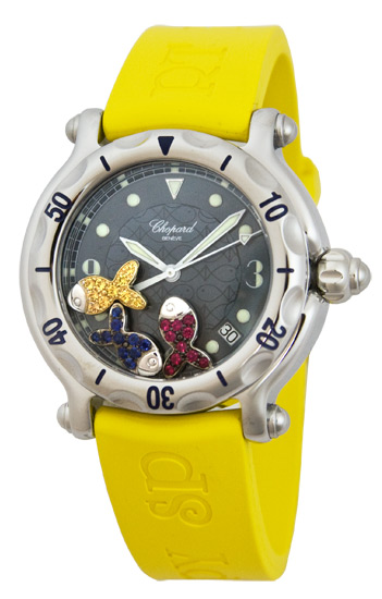 Chopard Happy Beach Series Jeweled Fish Steel Ladies Quartz Watch 288347-3012 in Yellow