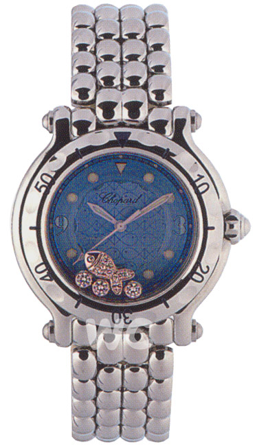 Chopard Happy Beach Series Diamond Fish Steel Ladies Quartz Watch 278925 in Blue