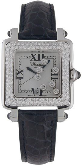 Chopard Happy Sport Series Diamond Steel Style Ladies Quartz Wristwatch 278361-23 in Black 