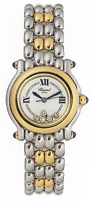 Chopard Happy Sport Series 18kt Yellow Gold and Steel Ladies Diamond Watch 278256-23
