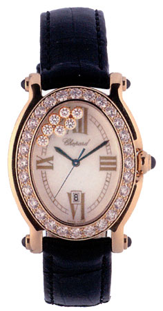 Chopard Happy Sport Series 18kt Yellow Gold Black Ladies Diamond Watch 277000-2311