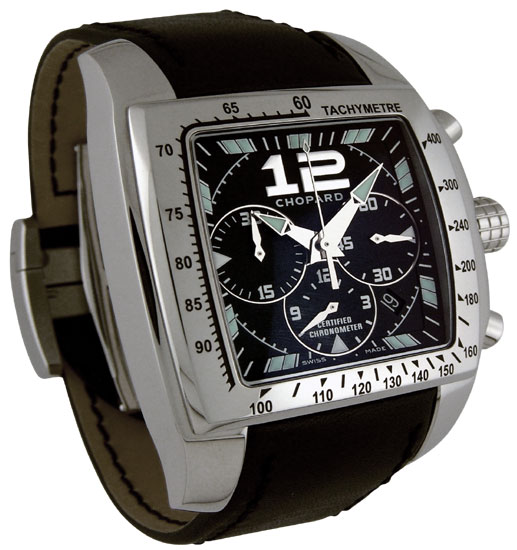 Chopard Miglia Tycoon Series Steel Black Chronograph Mens Swiss Quartz Watch 168961