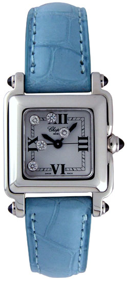 Chopard Happy Sport Series Diamond Steel Ladies Swiss Quartz Wristwatch 278892-23 in Blue 