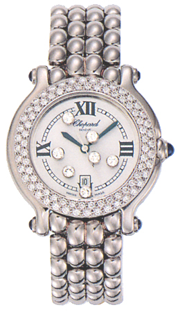 Chopard Happy Sport Series Diamond Steel Ladies Swiss Quartz Wristwatch 278291-23