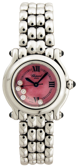 Chopard Happy Sport Series Diamond Stainless Steel Pink Mother-of-pearl Ladies Swiss Quartz Wristwatch 278250-23