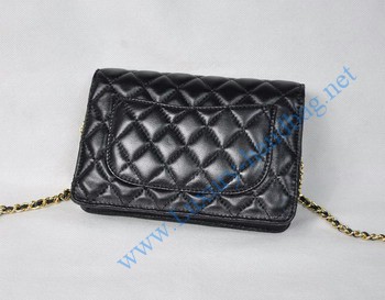 Chanel Lambskin Bag 33814 Black with Golden Chain