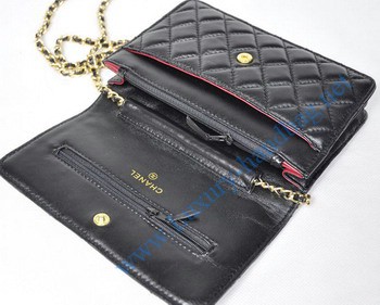 Chanel Lambskin Bag 33814 Black with Golden Chain