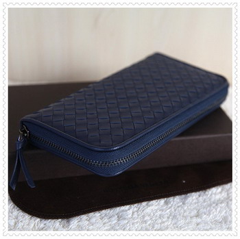 Bottega Venetal Lambskin Leather wallet dark blue