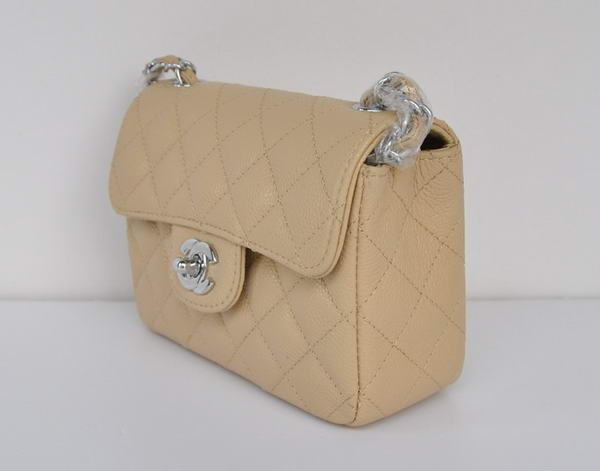 Chanel 2.55 mini Flap Bag 1115 Beige Sheepskin Silver Hardware