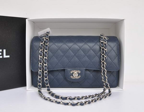 Chanel A1112 2.55 Series Flap Bag Original Cannage Leather Blue