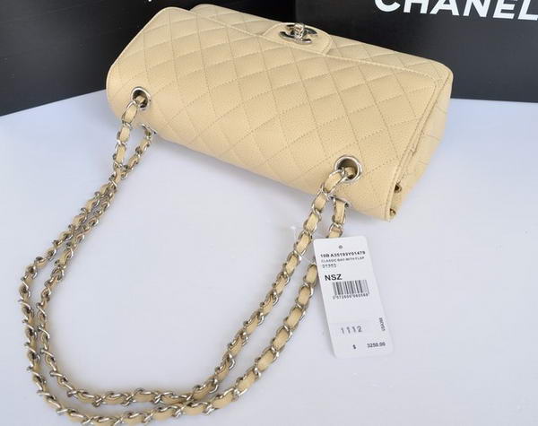 Chanel A1112 2.55 Series Flap Bag Original Caviar Leather Apricot