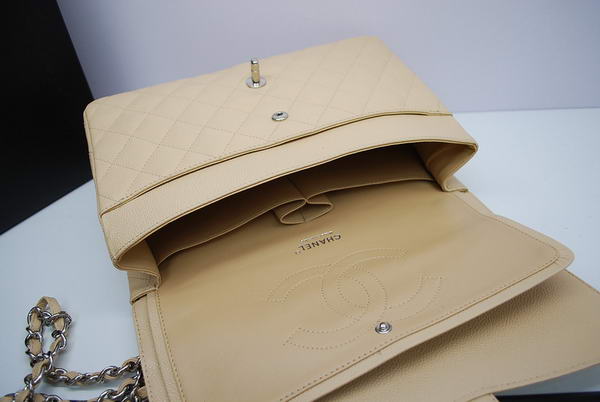 Chanel Jumbo Double Flaps Bag Apricot Original Caviar Leather A36097 Silver