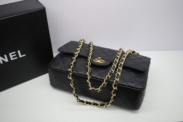 Chanel Jumbo Double Flaps Bag Black Original Caviar Leather A36097 Gold
