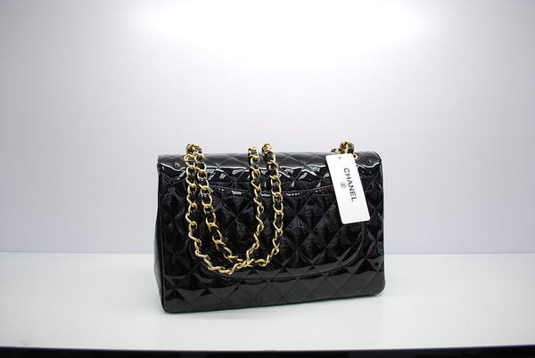 Chanel Jumbo Double Flaps Bag Black Original Patent Leather A36097 Gold