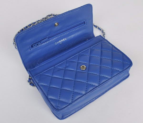 Chanel Lambskin Flap Bag A33814 Blue With Silver Hardware Chanel Lambskin Flap Bag A33814 Blue With Silver Hardware
