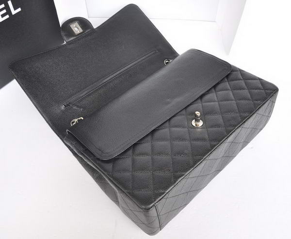 Hot Sell Chanel Maxi Classic Bag A36098 Black Original Caviar Leather Silver