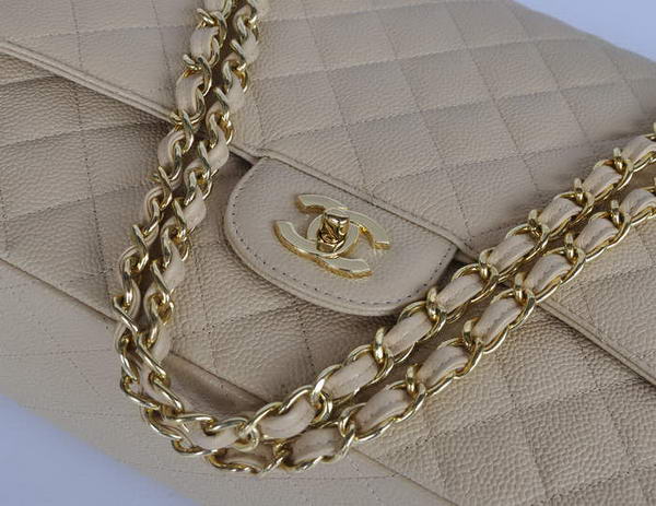 Hot Style Chanel Original Apricot Caviar Leather Jumbo Flap Bag A47600 Gold