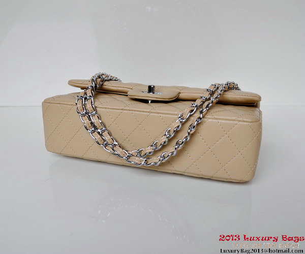 Chanel A01112 Classic Flap Bag Apricot Sheepskin Silver