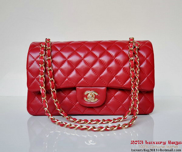 Chanel A01112 Classic Flap Bag Red Sheepskin Gold