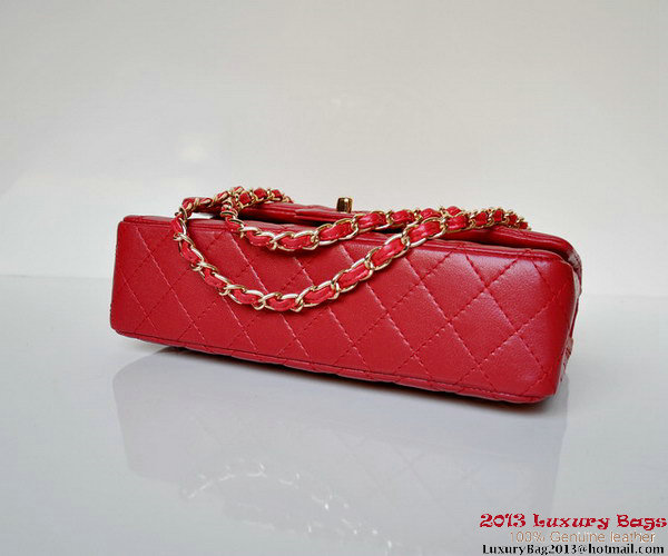 Chanel A01112 Classic Flap Bag Red Sheepskin Gold