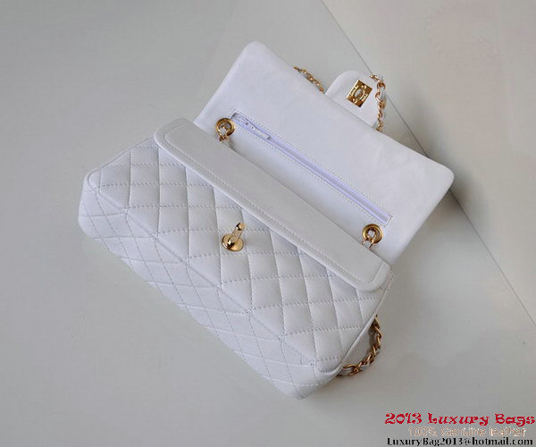 Chanel A01112 Classic Flap Bag White Sheepskin Gold
