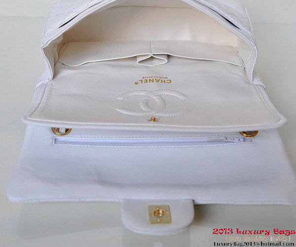 Chanel A01112 Classic Flap Bag White Sheepskin Gold