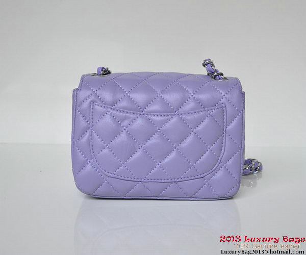 Chanel A01115 mini Flap Bag Violet Sheepskin Leather Silver