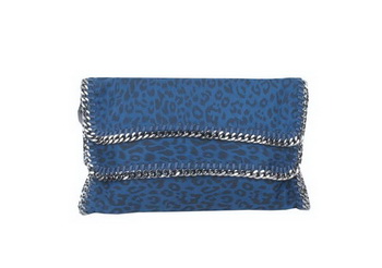 Stella McCartney Falabella Leopard PVC Fold Over Clutch 812L Blue