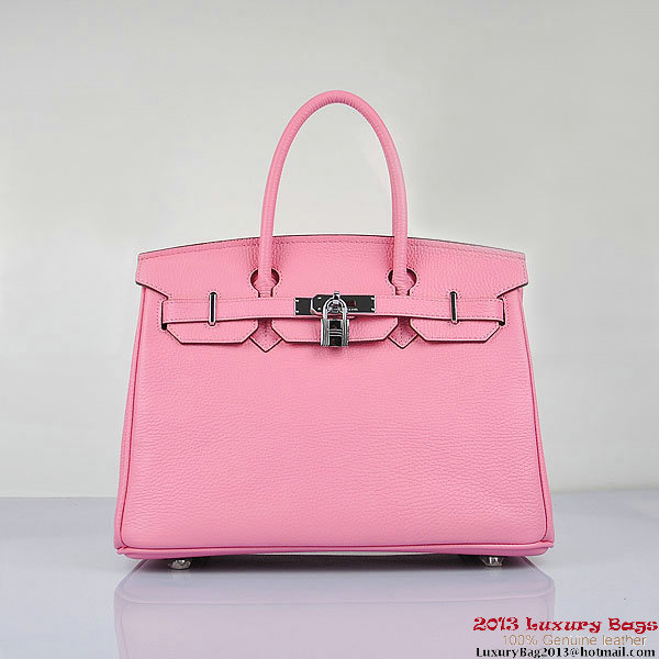 Hermes Birkin 30CM Tote Bags Pink Togo Leather Silver