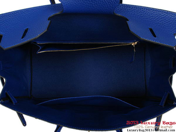 Hermes Birkin 35CM RoyalBlue Clemence Leather Tote Bag Gold