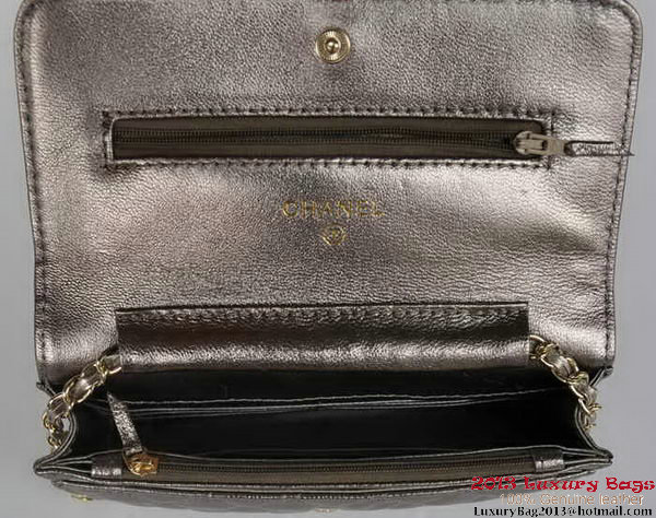 Chanel A33814 Silver Sheepskin Leather Flap Bag Gold