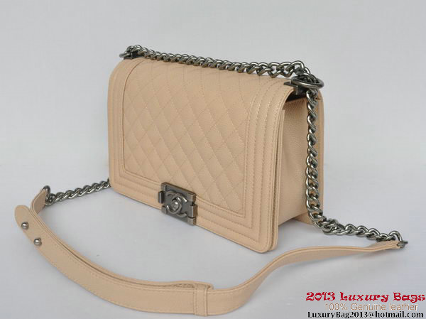 Boy Chanel Flap Shoulder Bag Classic Cannage Patterns A67086 Apricot