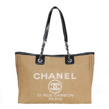 Chanel Medium Canvas Shopping Bag A2043 Apricot