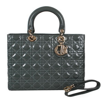 Lady Dior Bag Medium Bag Patent Leather D9603 Dark Grey