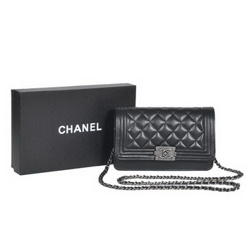 Boy Chanel mini Flap Shoulder Bag Sheepskin Leather Black