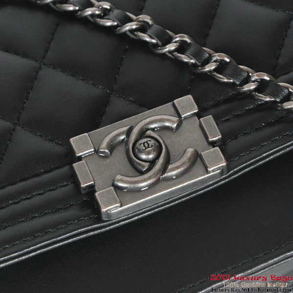 Boy Chanel mini Flap Shoulder Bag Sheepskin Leather Black