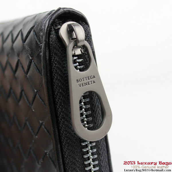 Bottega Veneta BV5012 Intrecciato Nappa Zip Around Wallet Black