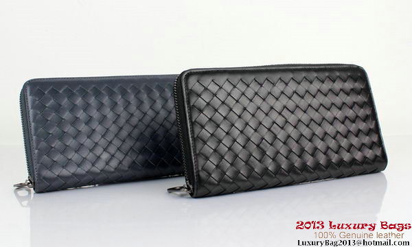 Bottega Veneta BV5017 Intrecciato Nappa Zip Around Wallet Black