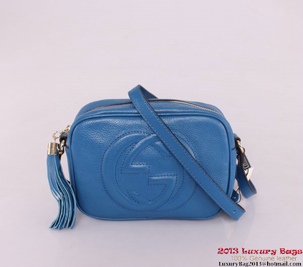 Gucci Soho Calfskin Leather Disco Bag 308364 Blue